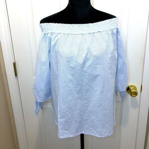 H&M pin striped off the half sleeve blouse top 4